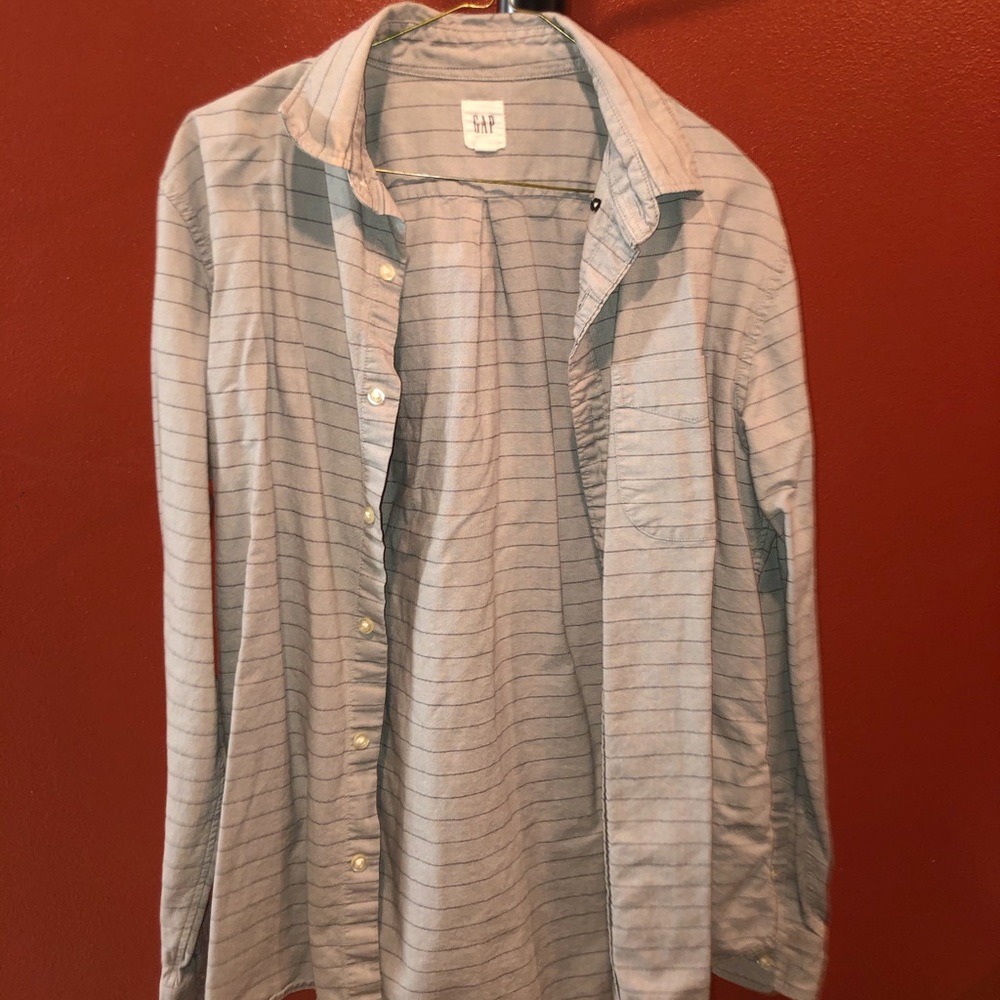 GAP - Grey Striped Long Sleeved Oxford Shirt
